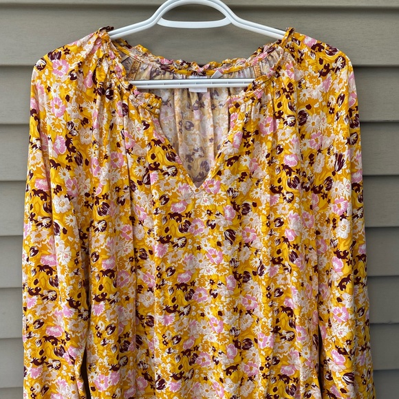 GAP Mustard Floral Long Sleeve Blouse - Women’s Size L - Picture 7 of 10